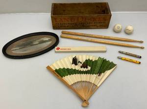 lot 156 image: Misc. Vintage Items Including Land-O-Lakes Cheese Crate, Northwest Orient & More