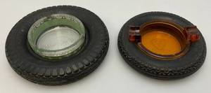 lot 158 image: Vintage Amber Colored Glass Firestone Tire Ashtray And More