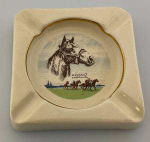 lot 160 image: 1946 Triple Crown Winner Assault Ashtray Made By Brown & Bigelow