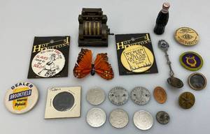 lot 163 image: Misc. Vintage Collectibles Including Tokens, Buttons & More