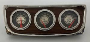 lot 210 image: Vintage 50s-70s Wood Grain 3 Panel Custer Including Amperes, Oil Pressure & Water Temp