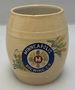 lot 241 image: 1899 Minneapolis Brewing Company 4 12 Tall Mettlach Beer Stein Minneapolis Minnesota Made In Germany 410L (Hairline Crack Present)