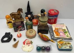lot 258 image: Large Group Of Misc. Vintage Items Including Halloween & More (Duck Has Repaired Bill)