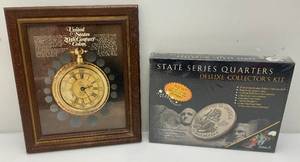 lot 285 image: State Series Quarters Deluxe Collectors Kit (Factory Sealed & United States 20th Century Coins Frame (No Coins Present)