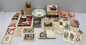 lot 293 image: Group Of Misc. Vintage Items Including Stamps, Travel Maps & More
