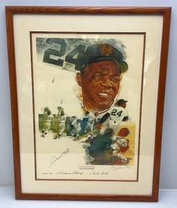 1988 WILLIE MAYS Signed Cliff Spohn Limited Edition 542/660 Commemorating Willie Mays 660 Lifetime Home Runs (Homerun Number 542 Oct. 2, 1966 Against Pittsburgh At Forbes Field Framed Behind Glass 23" x 30"