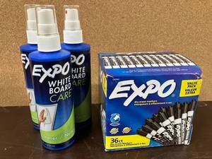 lot 128 image: Dry Erase Markers and Board Cleaner