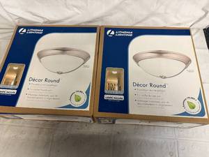 lot 87 image: 2 Lithonia Lighting Decor Rounds - Brushed Nickel