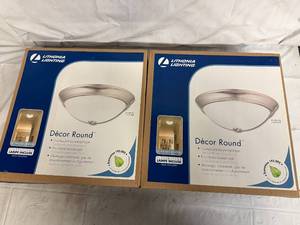 lot 90 image: 2 Lithonia Lighting Decor Rounds - Brushed Nickel