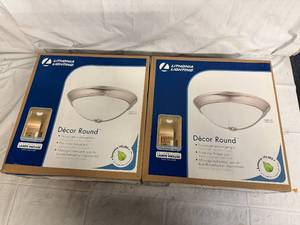 lot 93 image: 2 Lithonia Lighting Decor Rounds - Brushed Nickel