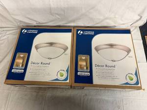 lot 94 image: 2 Lithonia Lighting Decor Rounds - Brushed Nickel