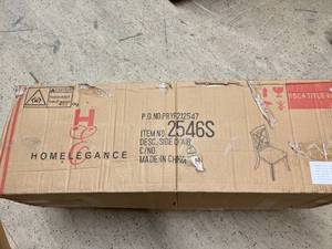 lot 11 image: 2 Homelegance Side Chairs - One Cracked