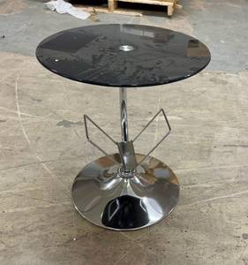 lot 12 image: Stainless SteelSmokey Glass Side Table WMagazine Rack