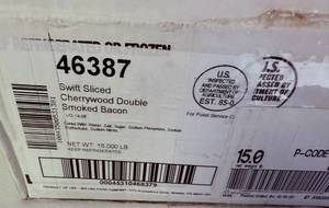 lot 75 image: G. 15lbs 9Hickory Smoked Bulk Bacon