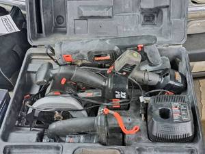 19.2V Cordless Tool Set - Circular Saw, Reciprocating Saw, 1/2" Hammer Drill, Flash Light, Charger, (3) 19.2V Batteries
