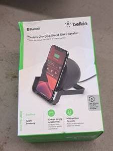 lot 745 image: Belkin Wireless Charging Stand 10W  Speaker  Bluetooth