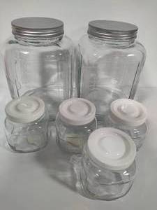 lot 72 image: Six Glass Jars wLids