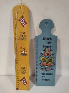 lot 45 image: Two Norwegian Wood Hanging Calendars