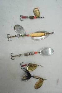 lot 60 image: Vintage Spinner Bait & Fly Fishing Lures Mepps, Heddon, Rooster Tail
