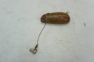 Vintage Wooden Mouse Fishing Lure 4.25" long by 1.75" wide
