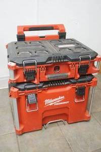 lot 208 image: Milwaukee PACKOUT Tool & Accessory Rolling Storage Box