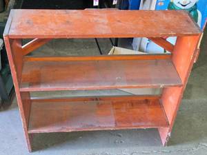 lot 10 image: Vintage Wooden Bookshelf 37 14 wide, 10 deep, 36 14 tall