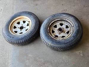 lot 11 image: Lot of 2 Used Trailer Tires on Steel Wheels