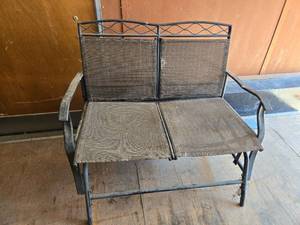 lot 46 image: Outdoor Patio Loveseat with Metal Frame and Mesh Seating