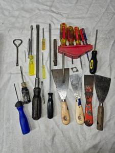 lot 63 image: Hand Tools including Screwdrivers and Scrapers