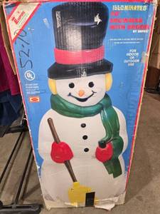 lot 77 image: 40 Illuminated Snowman Empire Blow Mold with Broom for IndoorOutdoor Use