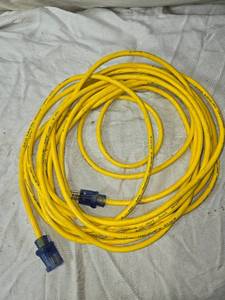 lot 85 image: Heavy Duty Yellow Extension Cord with Clear Plug Ends