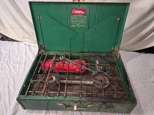 lot 89 image: Coleman 413G Two-Burner Camp Stove, Made in USA