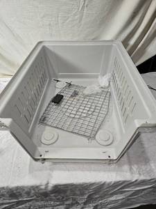 lot 112 image: Commercial Grade Plastic Storage Bin with Wire Grid Insert
