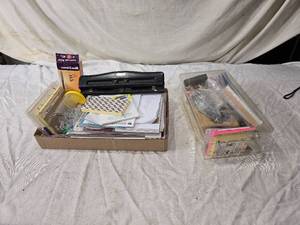 lot 120 image: Office Supplies with Pens, Labels, and Tools