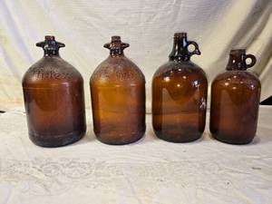 lot 165 image: Vintage Hi-lex Amber Glass Jugs with Handles