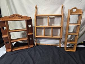 lot 212 image: Wooden Hanging Wall Shelves