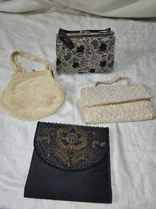 lot 235 image: Vintage Clutch Handbags Some with Intricate Beadwork