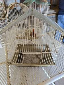 lot 294 image: Vintage White Wire Bird Cage
