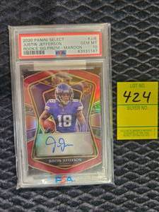 lot 424 image: 2020 JUSTIN JEFFERSON AUTOGRAPHED ROOKIE CARD