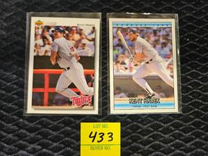 lot 433 image: TWO KENT HRBEK BASEBALL CARDS