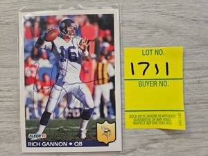 lot 1711 image: RICH GANNON MN VIKINGS AUTOGRAPH CARD