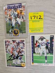 lot 1712 image: THREE MN VIKINGS AUTOGRAPH CARDS