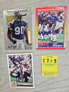 lot 1713 image: 3 MINNESOTA VIKINGS AUTOGRAPH CARDS
