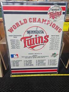 lot 1723 image: MN TWINS 1987 WORLD CHAMPION FRAMED
