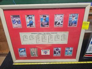 lot 1724 image: MN TWINS 991 WORLD CHAMPION FRAMED