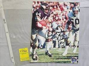 lot 1730 image: CHUCK FOREMAN MN VIKINGS SIGNED PHOTOGRAPH