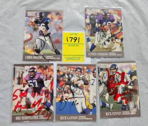 lot 1791 image: FIVE MN VIKINGS SIGNED FOOTBALL CARDS