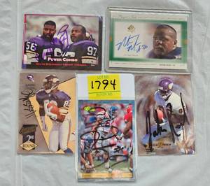 lot 1794 image: FIVE SIGNED FOOTBALL CARDS