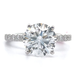 lot 6 image: NEW 3.50 Carat DiamondSolitaire Pav Ring in 14k White Gold Retail $4,995 VIDEO