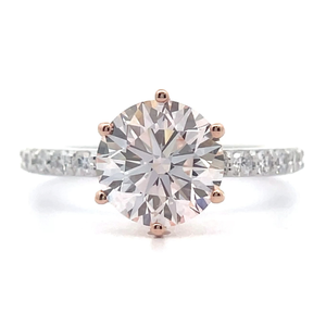 lot 10 image: NEW 2.80 Carat Rare, Fancy Pink & Pav White Diamond Ring in 14k Two-Tone Gold VIDEO